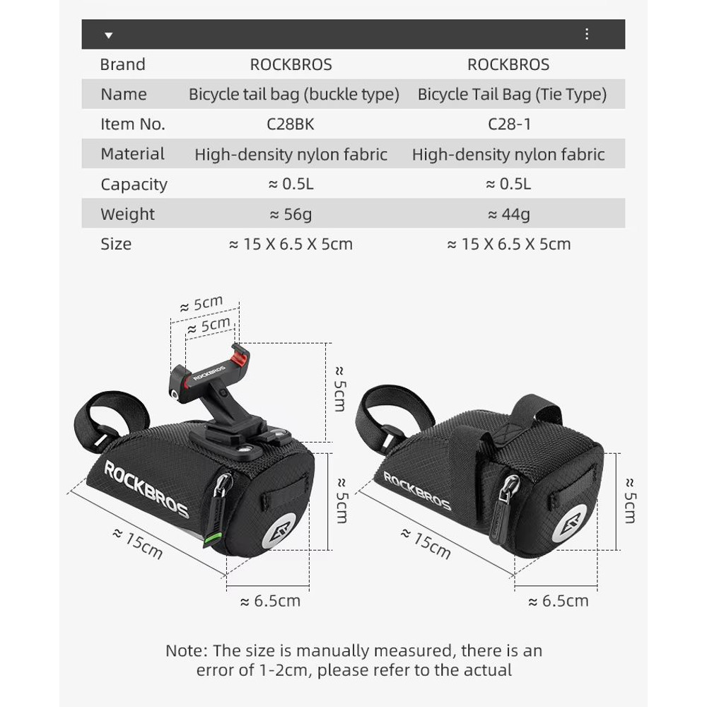 ROCKBROS Reflective Bike Saddle Bag  Portable Nylon Tail Bag For MTB  Road Cycling 4