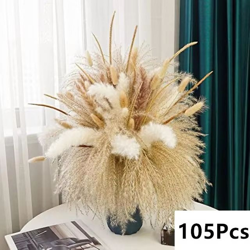 Natural Dried Pampas Grass Bouquet  Boho Vase Decor With Bunny Tails For Weddings  Home Styling 5
