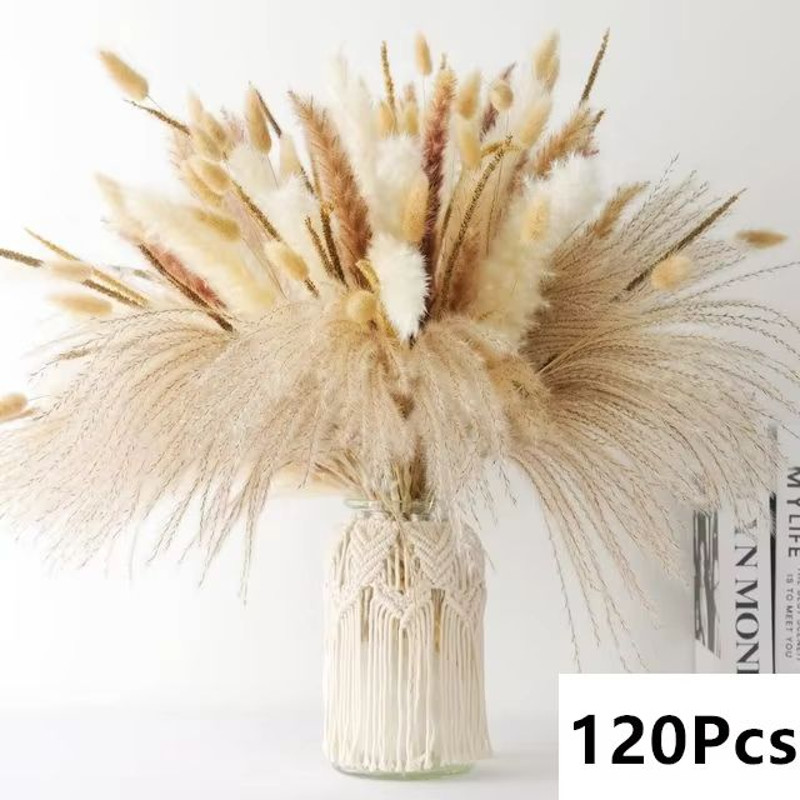 Natural Dried Pampas Grass Bouquet  Boho Vase Decor With Bunny Tails For Weddings  Home Styling 6