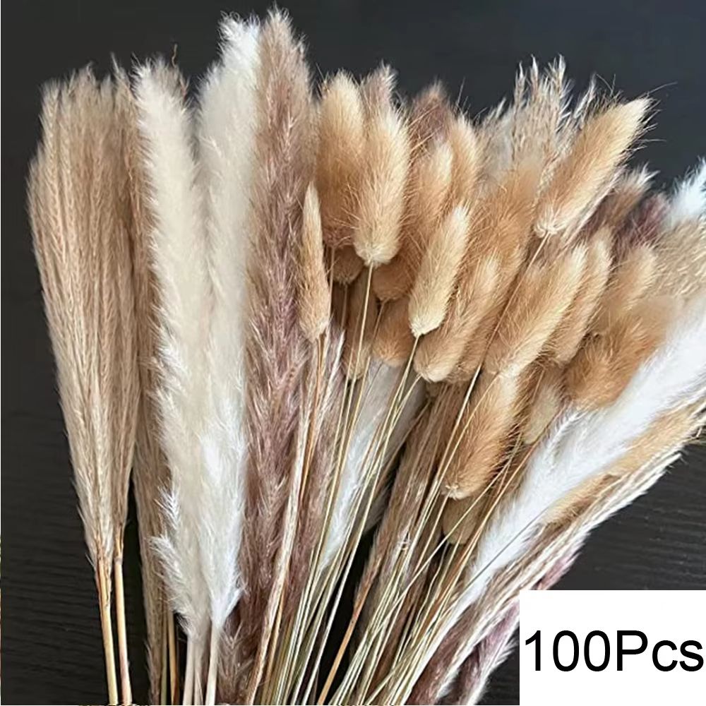 Natural Dried Pampas Grass Bouquet  Boho Vase Decor With Bunny Tails For Weddings  Home Styling 12