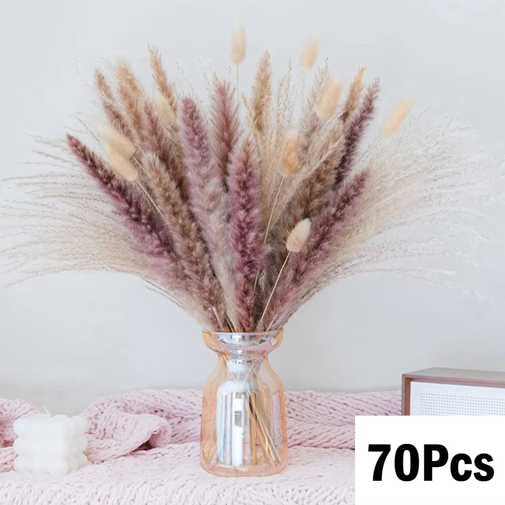Natural Dried Pampas Grass Bouquet  Boho Vase Decor With Bunny Tails For Weddings  Home Styling 17