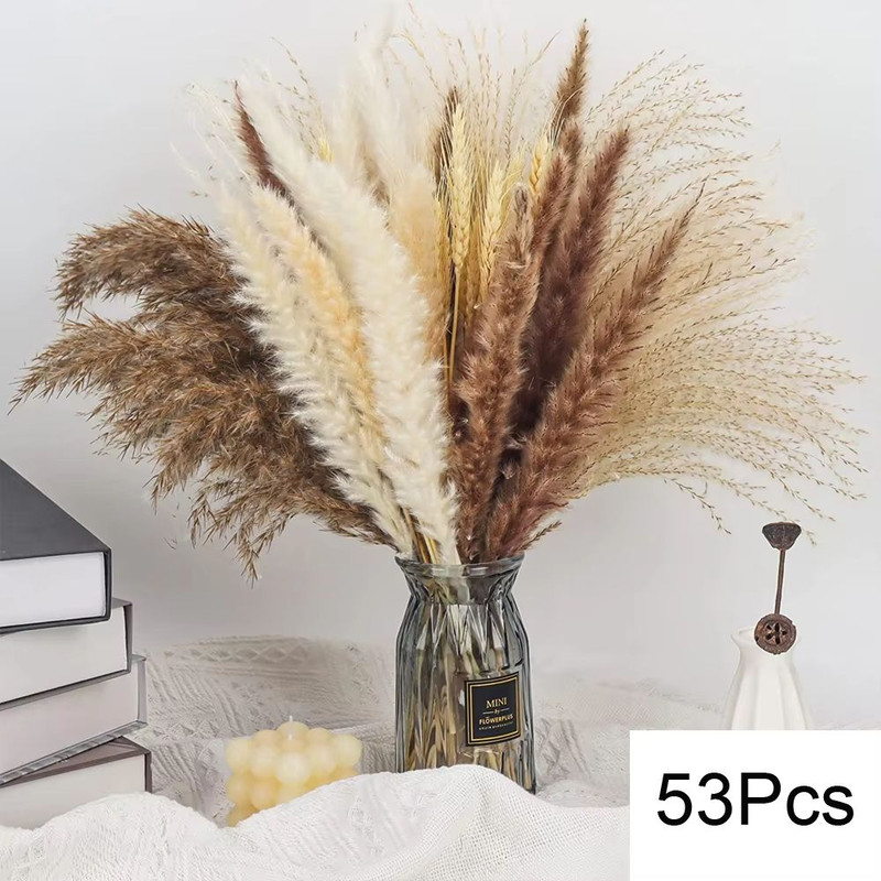 Natural Dried Pampas Grass Bouquet  Boho Vase Decor With Bunny Tails For Weddings  Home Styling 18