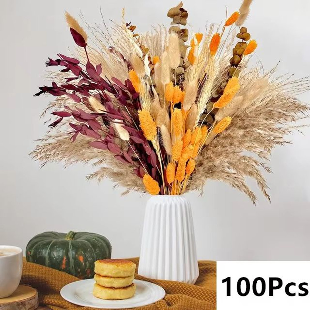 Natural Dried Pampas Grass Bouquet  Boho Vase Decor With Bunny Tails For Weddings  Home Styling 19