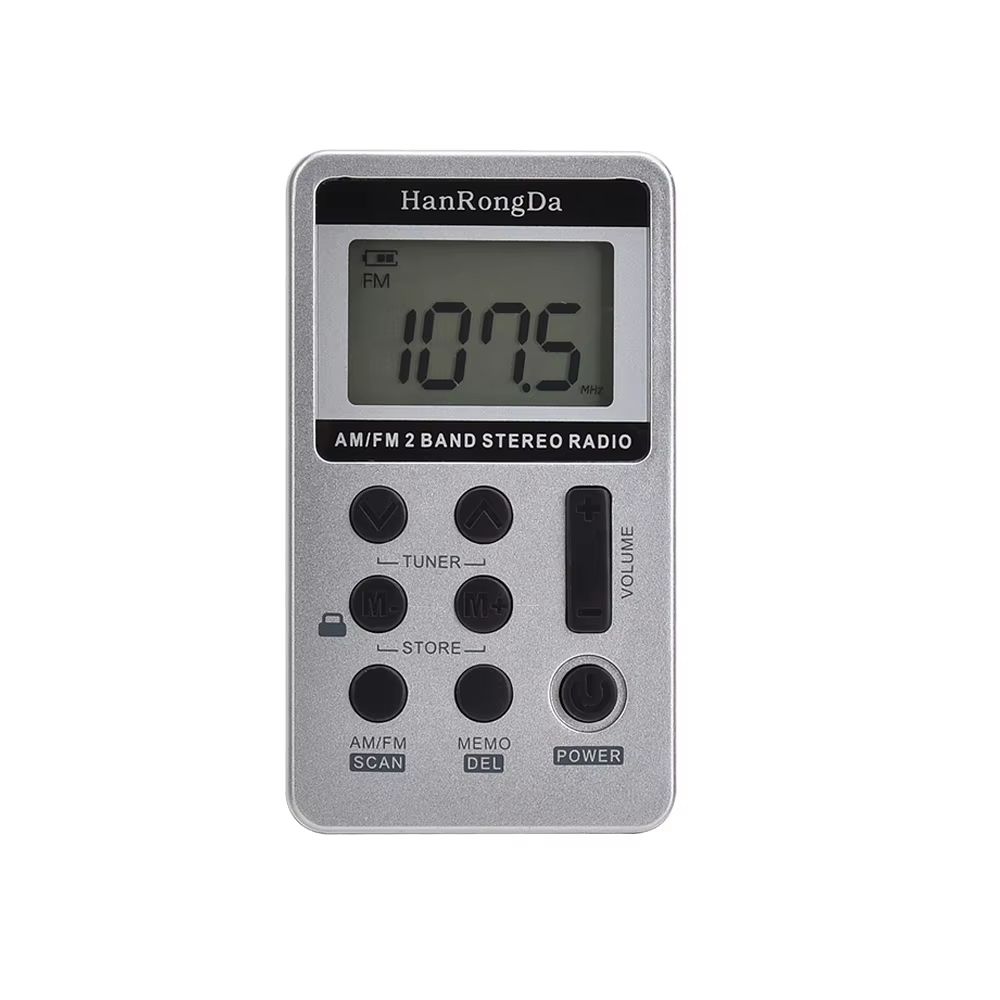 Mini AMFM Pocket Radio With LCD Display  Rechargeable Portable Stereo Receiver With Earphones 0