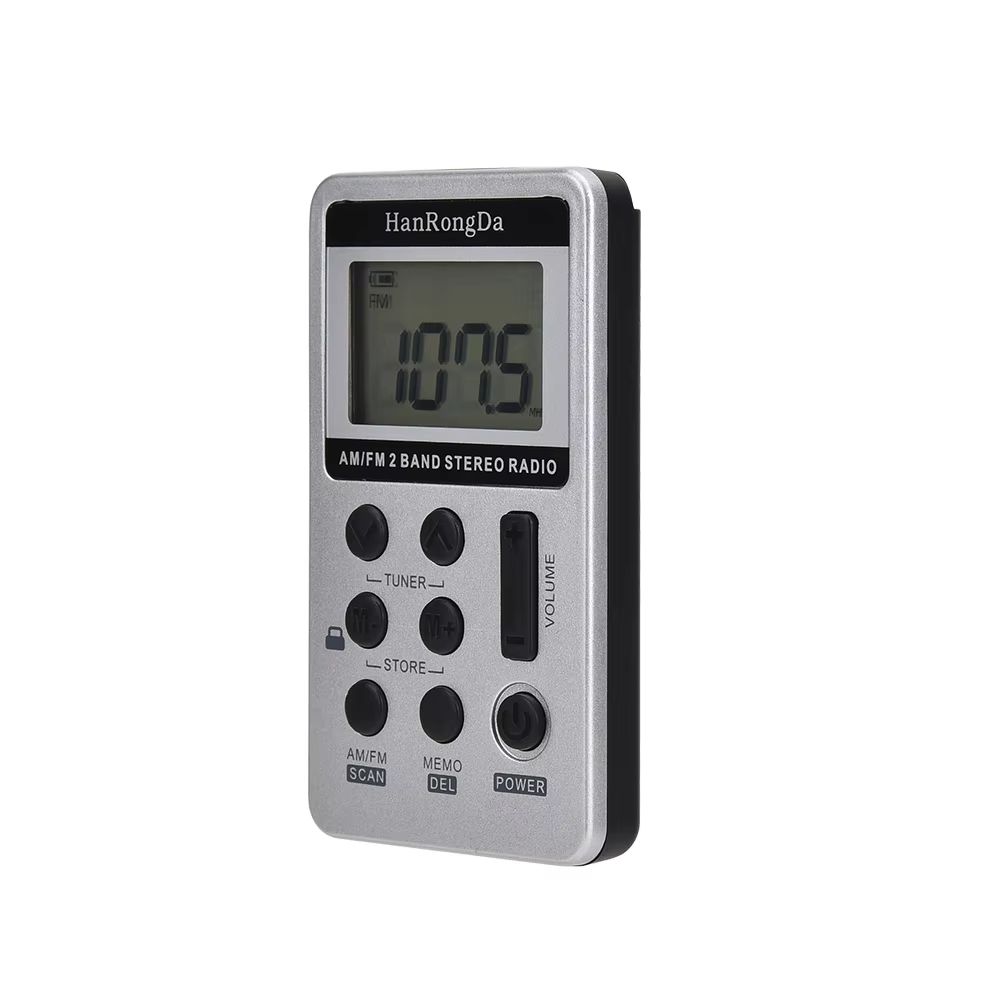 Mini AMFM Pocket Radio With LCD Display  Rechargeable Portable Stereo Receiver With Earphones 2