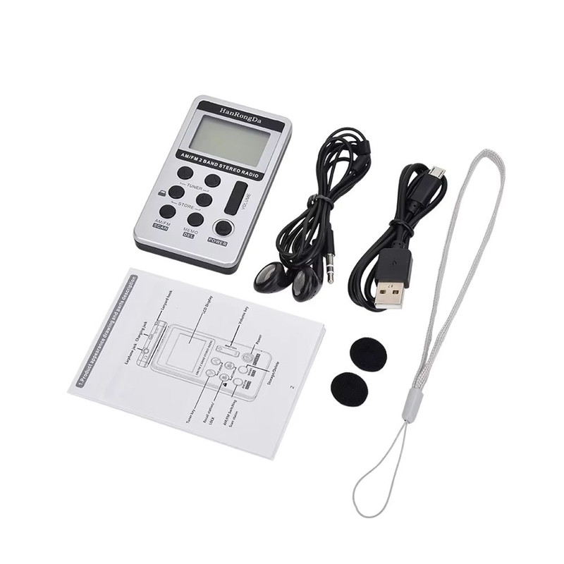 Mini AMFM Pocket Radio With LCD Display  Rechargeable Portable Stereo Receiver With Earphones 5