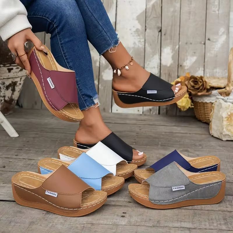 2025 Wedge Slippers For Women  Open Toe Buckle Sandals For Summer Comfort  Style 0