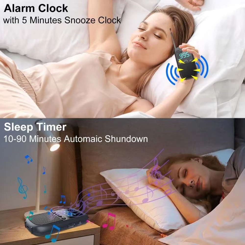 Mini AMFM Portable Radio With Stereo Speaker  Rechargeable Pocket Radio With Alarm Clock  Weather B 4