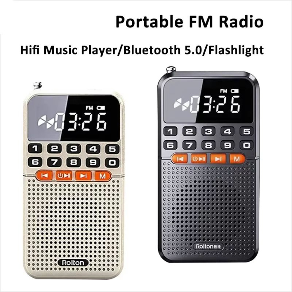Mini Bluetooth Pocket Radio  Portable FM Receiver  Music Player With Flashlight 0