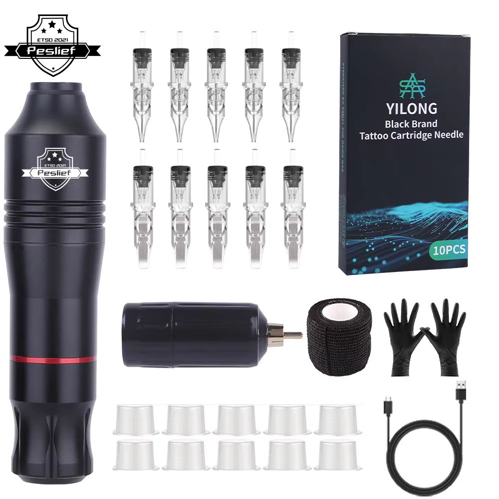 Wireless Tattoo Kit Rotary Machine With Cartridge Needles  Complete Permanent Makeup Tattoo Set 0