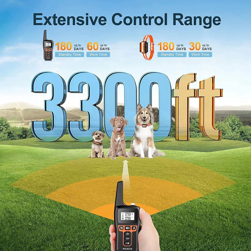 ROJECO 1000m Dog Training Collar  Rechargeable Remote Control Bark  Behavior Correction Collar 2