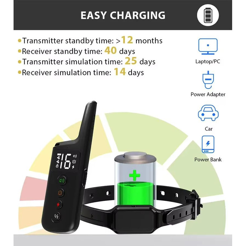 Premium Remote Shock And AntiBark Dog Training Collar  1000ft Range With Beep Vibration Shock Modes 4