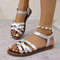 Summer Strap Non Slip Rubber Sole Roman Strap Flat Sandals For Women 11