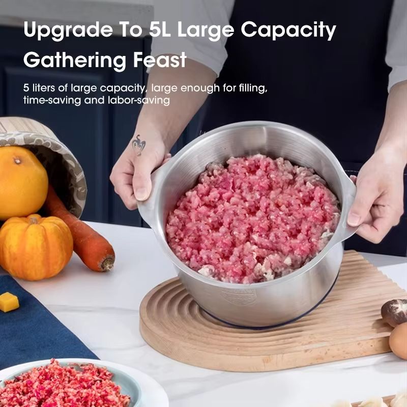 5L Electric Meat Grinder And Food Processor  Stainless Steel Chopper  Vegetable Slicer For Kitchen  5