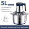 5L Electric Meat Grinder And Food Processor  Stainless Steel Chopper  Vegetable Slicer For Kitchen  7