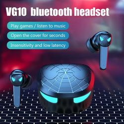 tg10 wireless bluetooth earbuds – noise cancelling gaming headset with led display & built-in mic