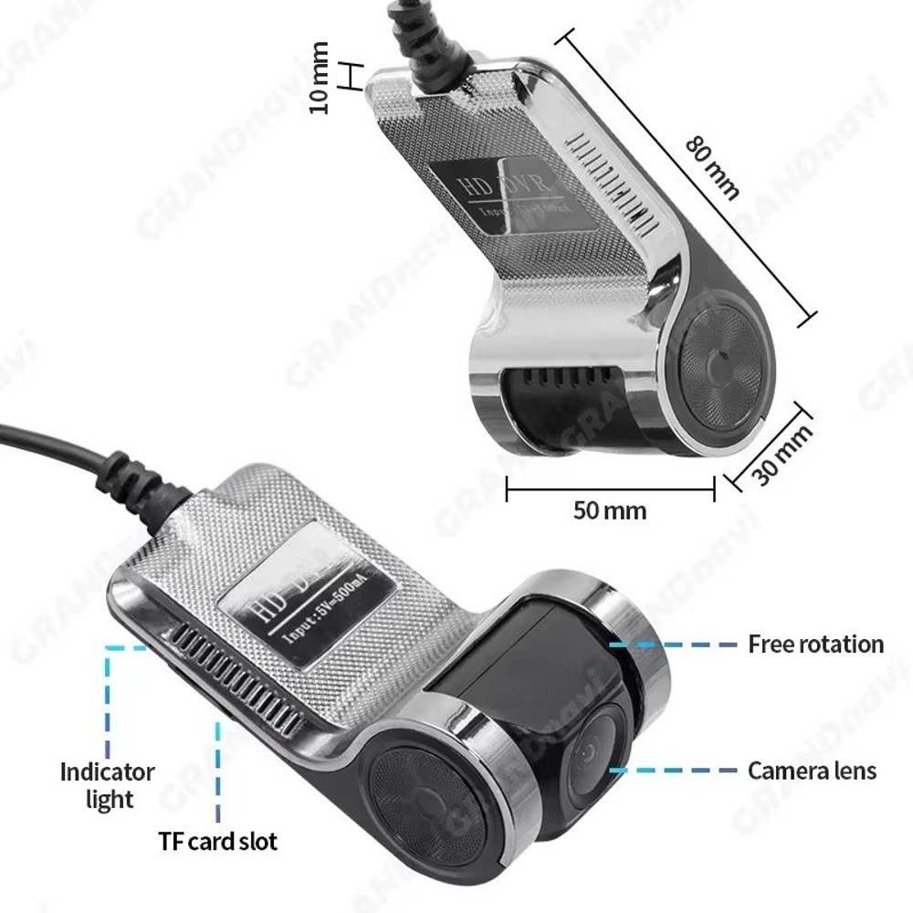 Grandnavi HD 720P Car DVR Dash Cam USB ADAS Auto Recorder With Voice Alarm For Android Multimedia 2