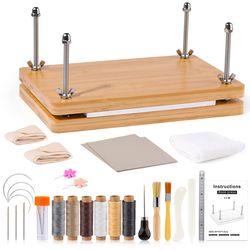complete bookbinding tools set with bone folder, waxed thread, and paulownia wood portable binding press