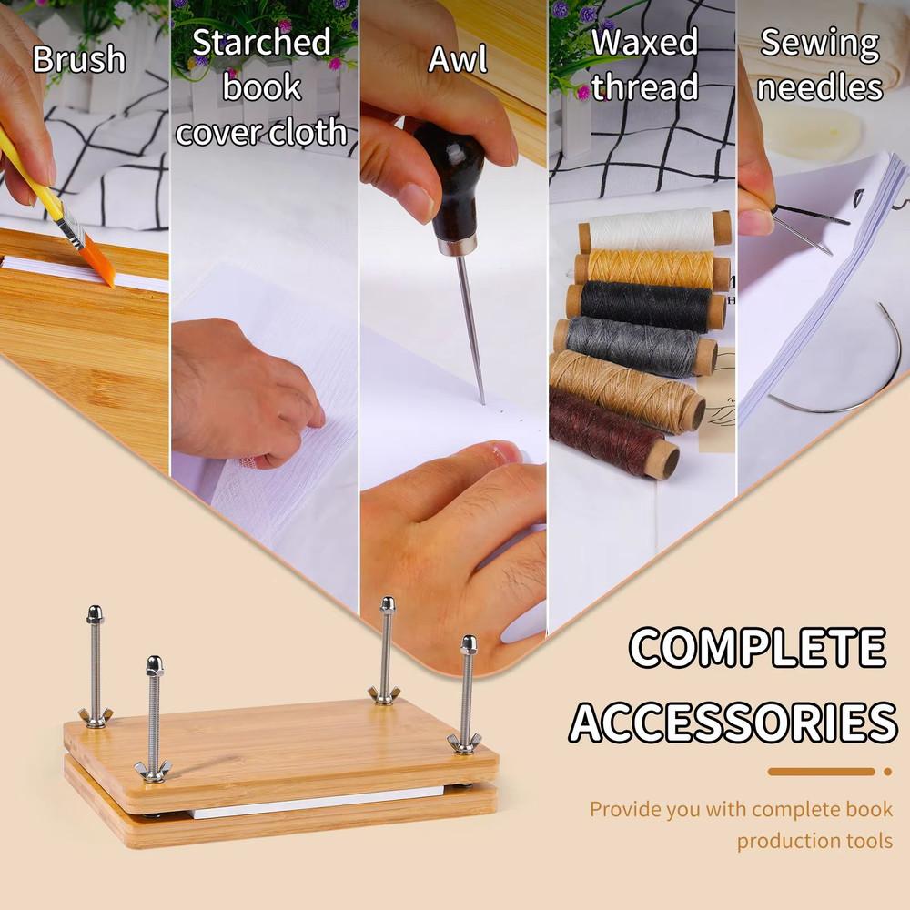 Complete Bookbinding Tools Set With Bone Folder Waxed Thread And Paulownia Wood Portable Binding Pr 3