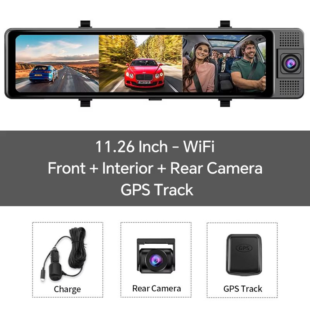 OBDPEAK 4K Triple Dash Cam With GPS  Front Inside  Rear Car DVR With Night Vision  Parking Monitor 9