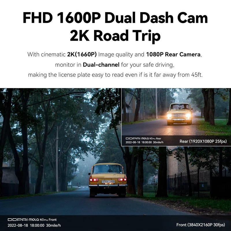 DDPAI Mola N3 Pro 25K Smart Dash Cam With WiFi  Car DVR With Night Vision  GPSReady Recording 1