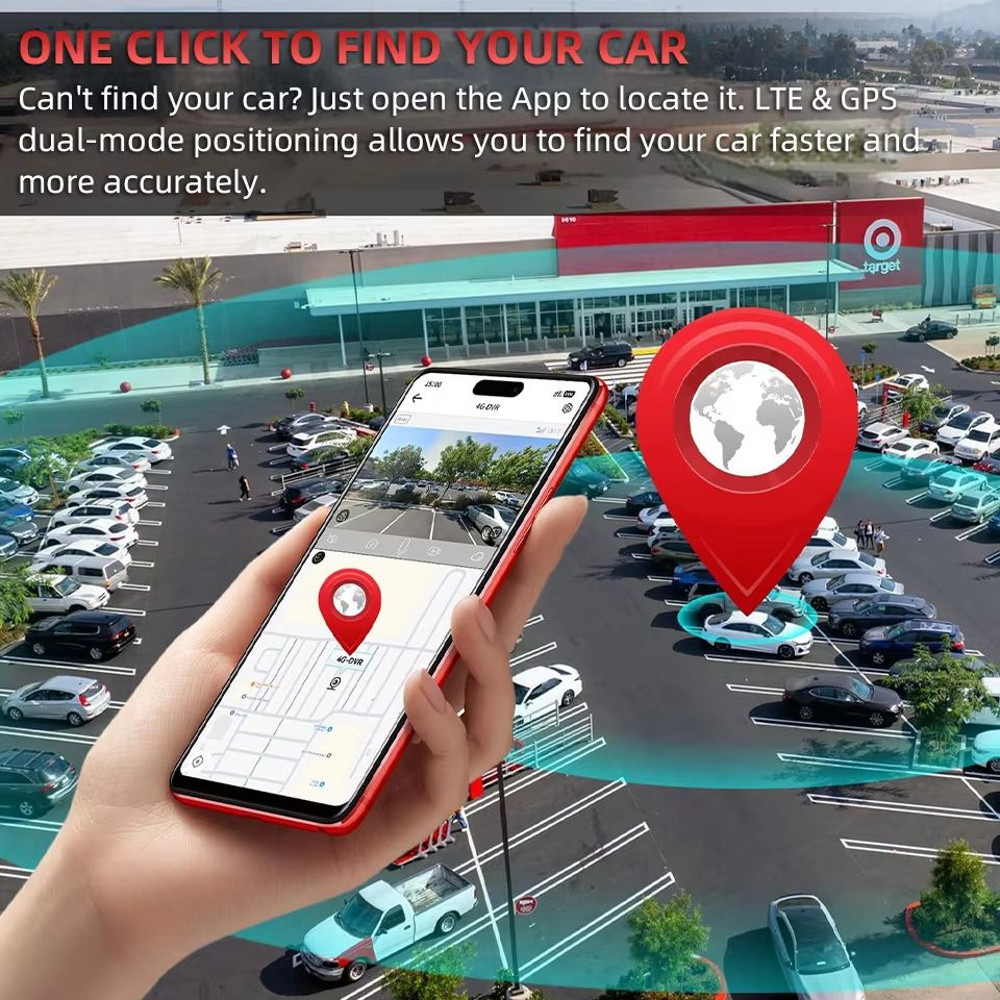 EACE 4G LTE Dash Cam With GPS  Remote Live View  Dual Lens Night Vision Car Recorder For Safety  Su 4