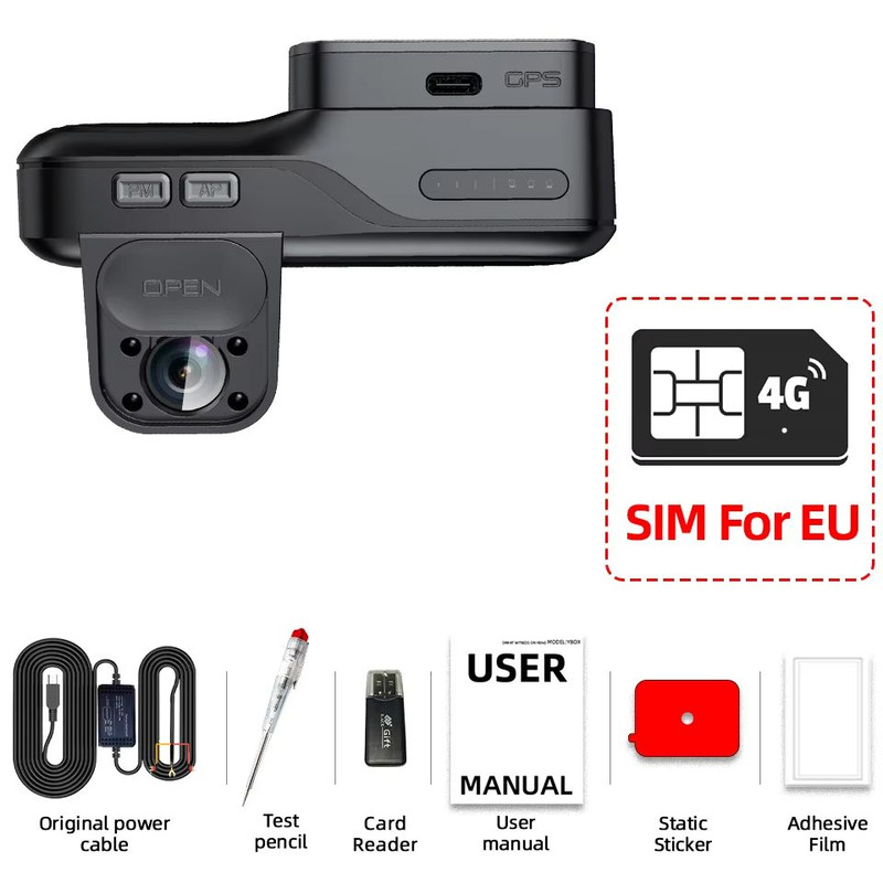 EACE 4G LTE Dash Cam With GPS  Remote Live View  Dual Lens Night Vision Car Recorder For Safety  Su 7
