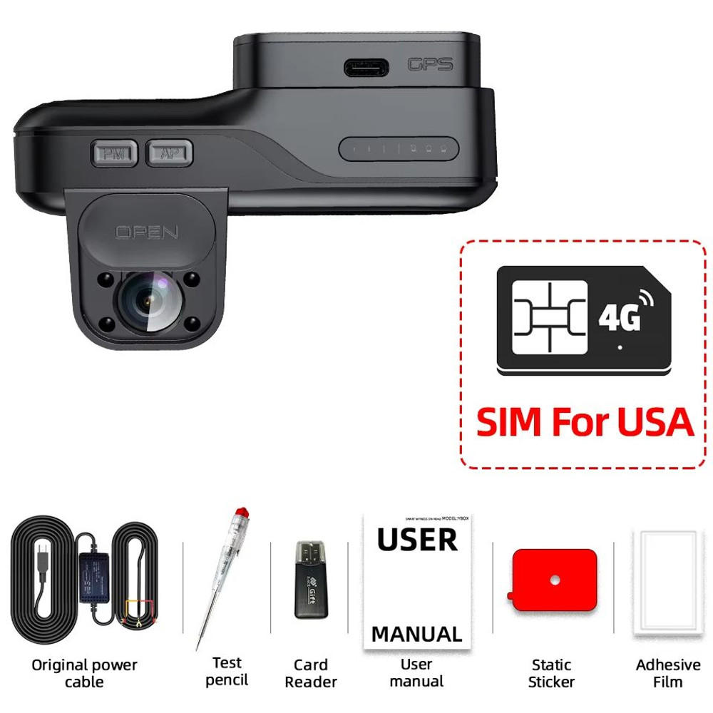 EACE 4G LTE Dash Cam With GPS  Remote Live View  Dual Lens Night Vision Car Recorder For Safety  Su 13