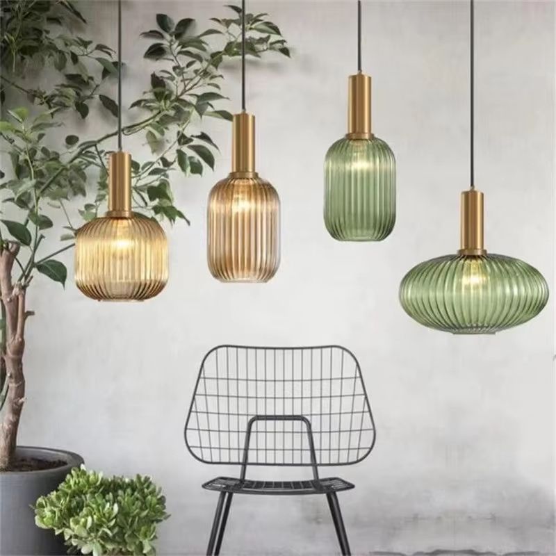 Retro Glass Pendant Light Colorful E27 LED Hanging Lamp For Dining Room Living Room Or Bedside 1