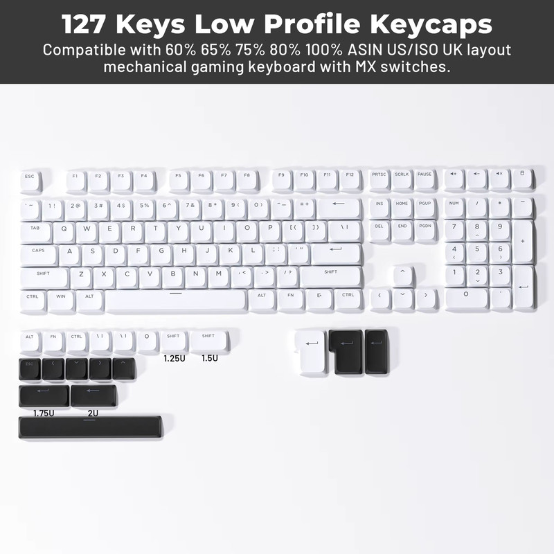 XVX BOW Skyline R2 Low Profile Keycap Set  127Key ShineThrough DoubleShot PBT Keycaps For ANSI Layo 5