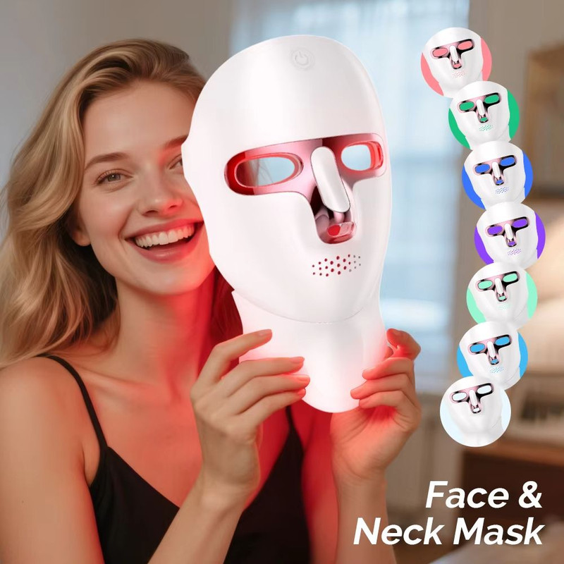 7Color LED Face  Neck Mask  Skin Rejuvenation AntiAging  Whitening Beauty Treatment 0