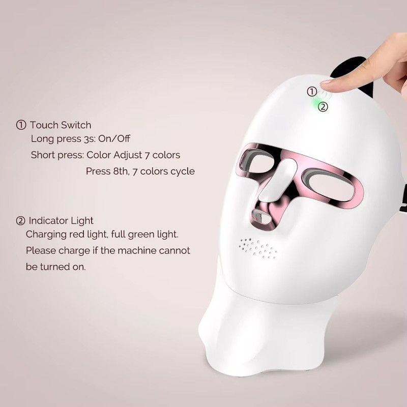 7Color LED Face  Neck Mask  Skin Rejuvenation AntiAging  Whitening Beauty Treatment 2