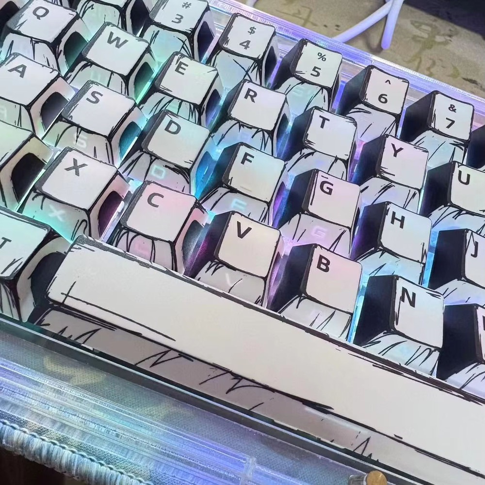 151Key Manga Style Keycap Set PBT Cherry Profile Keycaps For Mechanical Gaming Keyboards 9