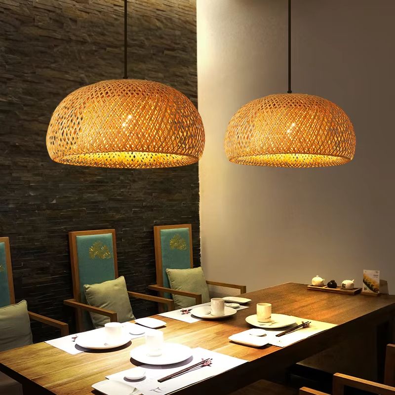 Handwoven Bamboo Pendant Light  30cm Chinese Style Ceiling Lamp For Restaurants Dining Rooms  Home  2