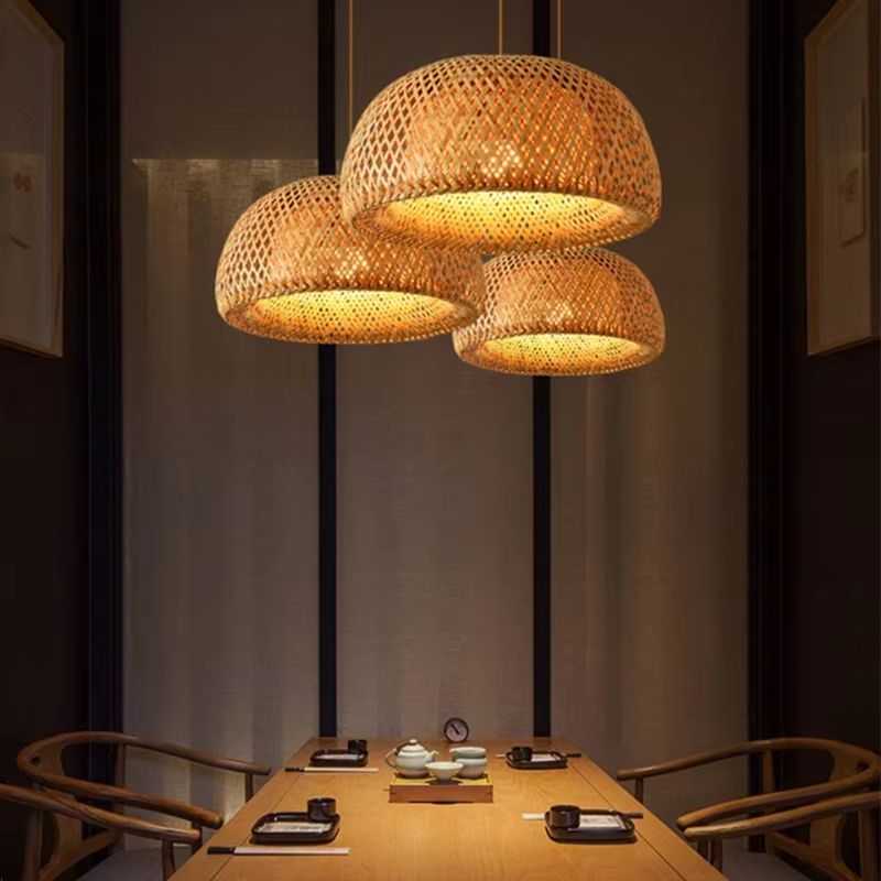 Handwoven Bamboo Pendant Light  30cm Chinese Style Ceiling Lamp For Restaurants Dining Rooms  Home  3