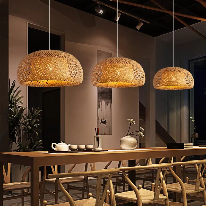 Handwoven Bamboo Pendant Light  30cm Chinese Style Ceiling Lamp For Restaurants Dining Rooms  Home  4