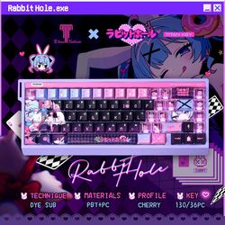 anime rabbit hole keycap set – translucent cherry profile pbt+pc keycaps for mechanical gaming keyboards