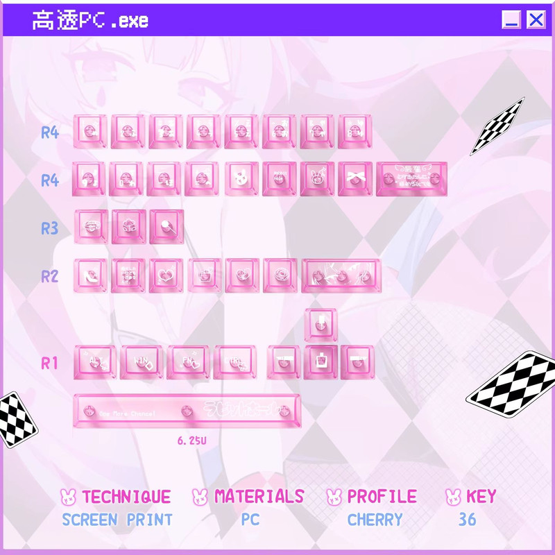 Anime Rabbit Hole Keycap Set Translucent Cherry Profile PBTPC Keycaps For Mechanical Gaming Keyboa 6