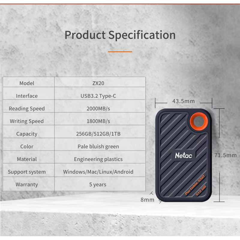 Netac BlazePro External SSD UltraFast Portable USB 32 Gen2x2 Solid State Drive 1TB 512GB 2TB 5