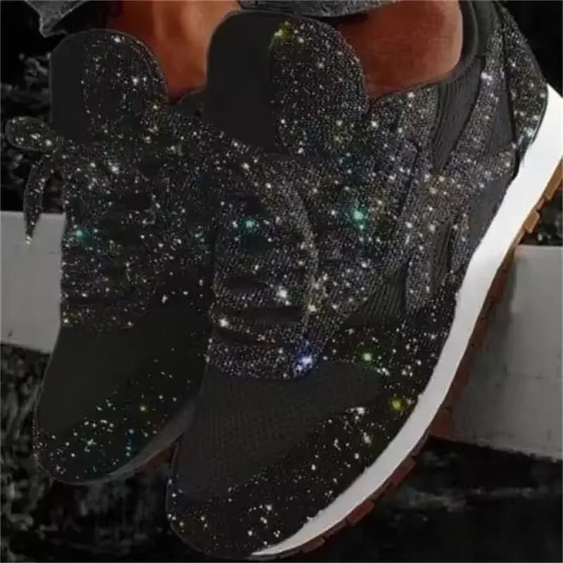 Womens Bling Mesh Platform Sneakers Casual LaceUp Vulcanized Shoes For Outdoor Fashion 7