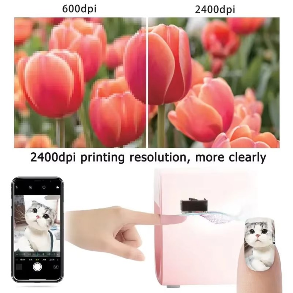 Smart 3D Nail Printer Portable Nail Art Machine 2400DPI WiFi DIY Printing For Home Or Salon Use 3