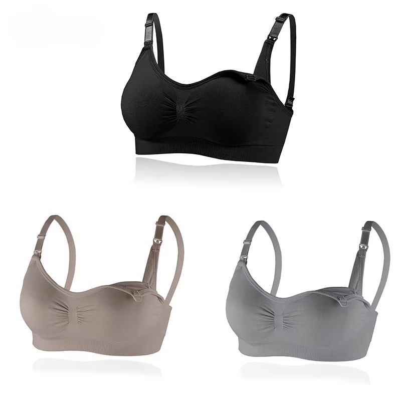 Front Buckle Maternity Bra Wireless NonSagging Nursing Bra With Sports Pads For Pregnant Breastfe 0