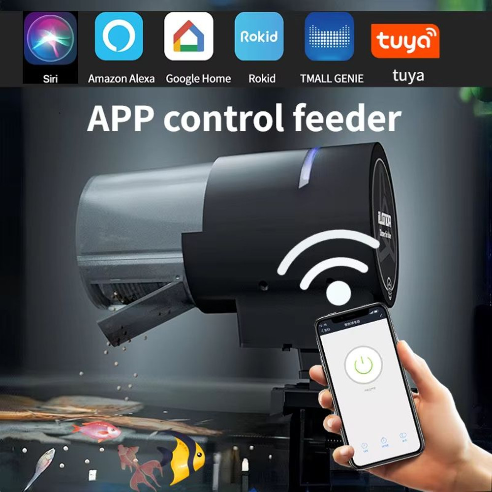 Smart Automatic Fish Feeder  WiFi Aquarium Food Dispenser With App  Voice Control 9