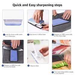 dual-sided professional whetstone knife sharpener – water sharpening stone for kitchen and chef knives