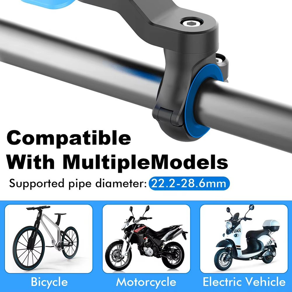 Shockproof Motorcycle Bike Phone Holder 360 Rotating Handlebar Mount With Quad Lock GPS Support 4