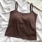 Spaghetti Strap Camisole Top For Women Padded Cotton Slim Fit Summer Tank 8