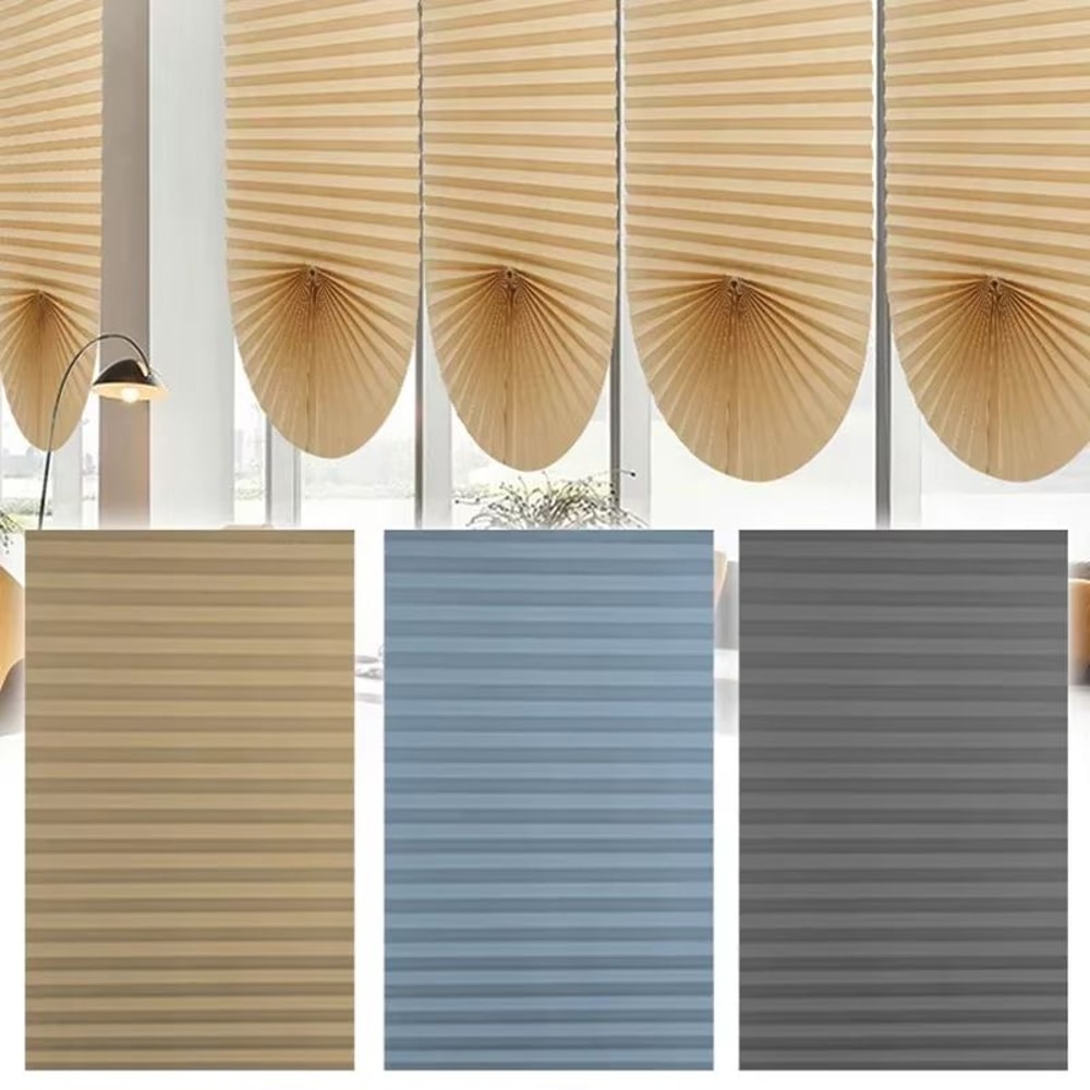 Self Adhesive Pleated Window Blinds Half Blackout Shades For Bathroom And Balcony 0