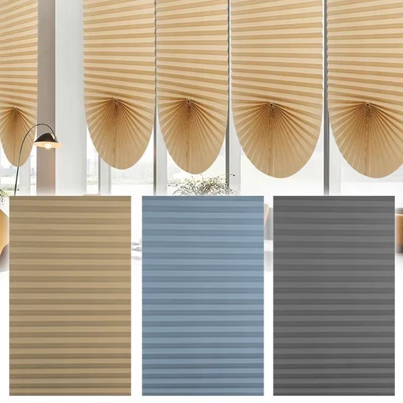 Self Adhesive Pleated Window Blinds Half Blackout Shades For Bathroom And Balcony 0