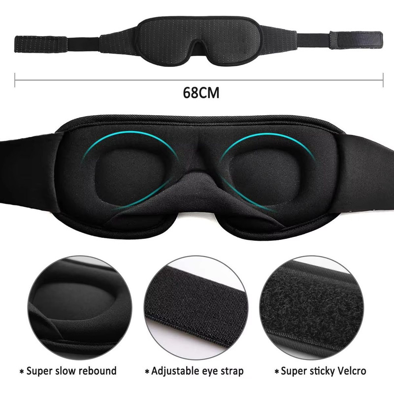 3D Light Block Sleep Mask Ultra Soft Memory Foam Eye Shade 5