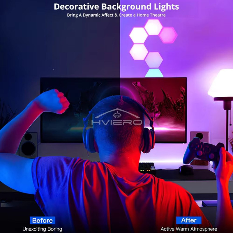 Hexagon Touch Sensor RGB LED Night Lights Quantum Honeycomb Wall Lamp 3